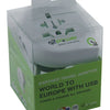 Q2 Power Q2 1,100110 Adaptateur de voyage USB du monde à l'Europe mis à la terre