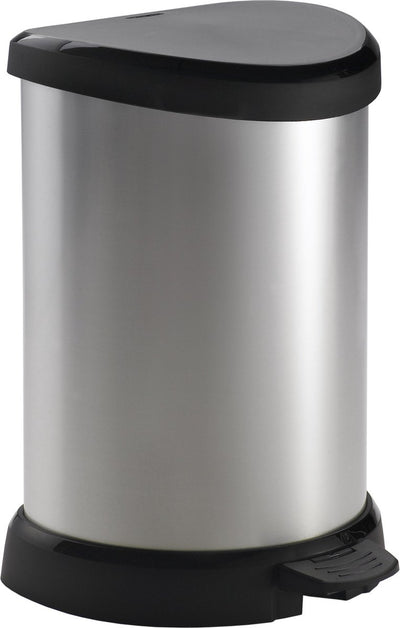 Curver Curver Pedal Bin Deco en forme de D 15 L Couleurs en argent