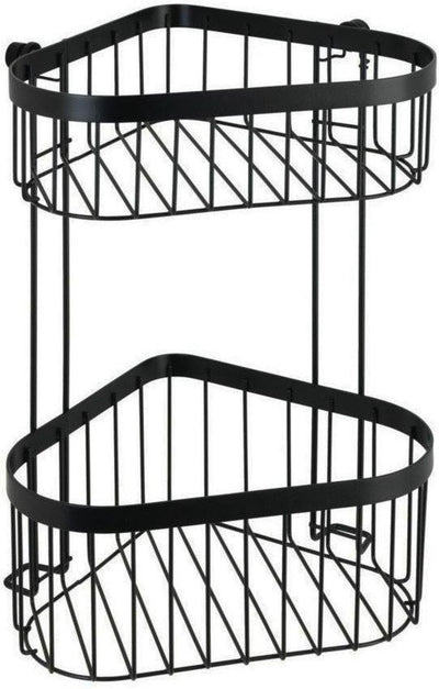 Wenko support de douche coin 2 couches classic plus noir noir mat 24x33cm - panier de douche