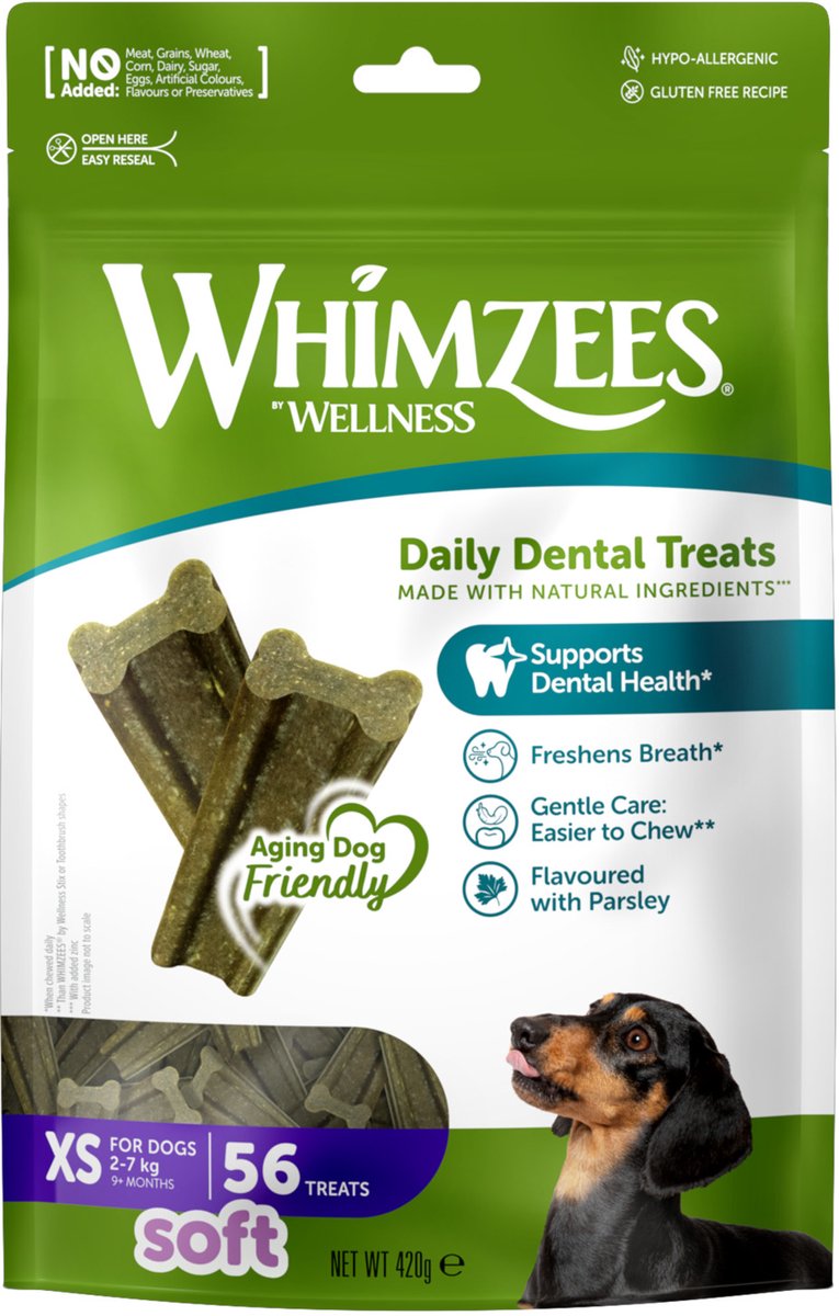 Whimzees soft value bag - collations pour chiens - 56x7,5 g xs