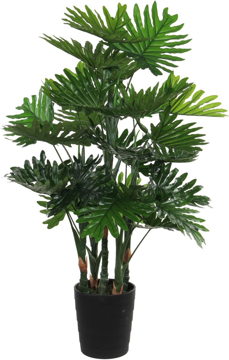 Décorations en Mica grande plante artificielle - philodendron - vert - 120 cm - pot noir