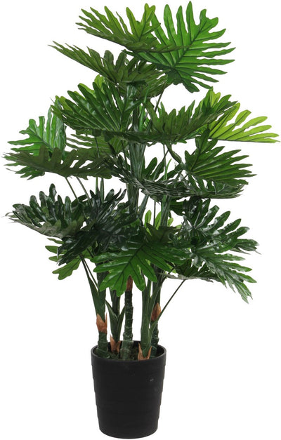 Décorations en Mica grande plante artificielle - philodendron - vert - 120 cm - pot noir