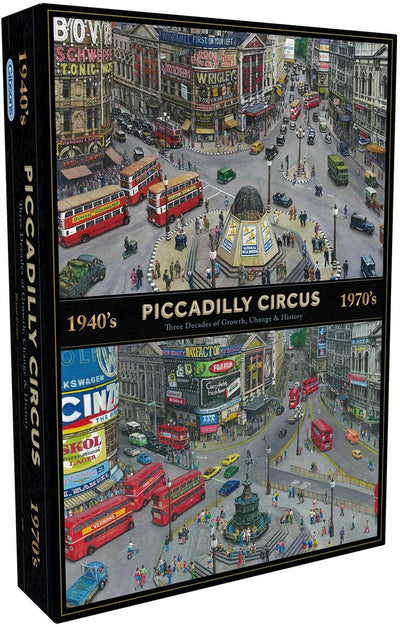 Gibsons - Piccadilly Circus à travers les décennies (par Bryan Evans) - 1000 pièces 49×68cm (l×h) - puzzle pour adultes