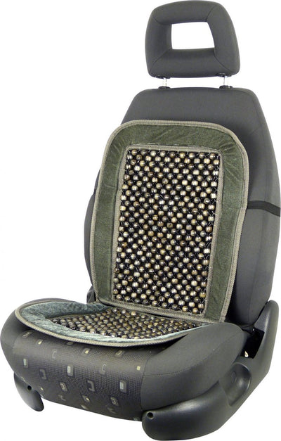 Carpoint coussin de perles deluxe – noir gris – universel – perles en bois – ventilé – pour siège auto