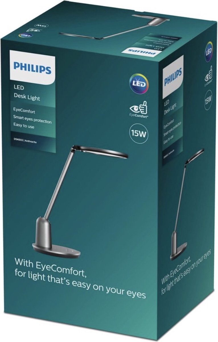Philips LED Lampe de bureau Philips Einstein - gris foncé - lampe - bureau - bureau - travail à domicile