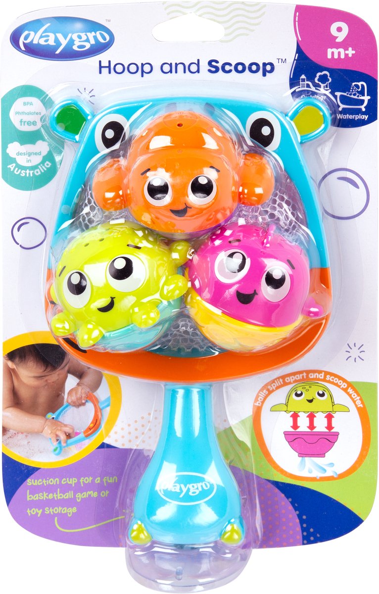 Jouets de bain Playgro - cerceau et cuillère - entièrement scellés - sans moisissure - jouets aquatiques pour bébé - sans BPA