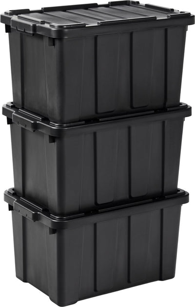 Iris power box boîte de rangement robuste - 50l - 100% plastique recyclé - noir - lot de 3