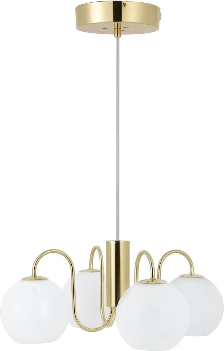 Nordlux franca suspension-4xe14-verre opale laiton