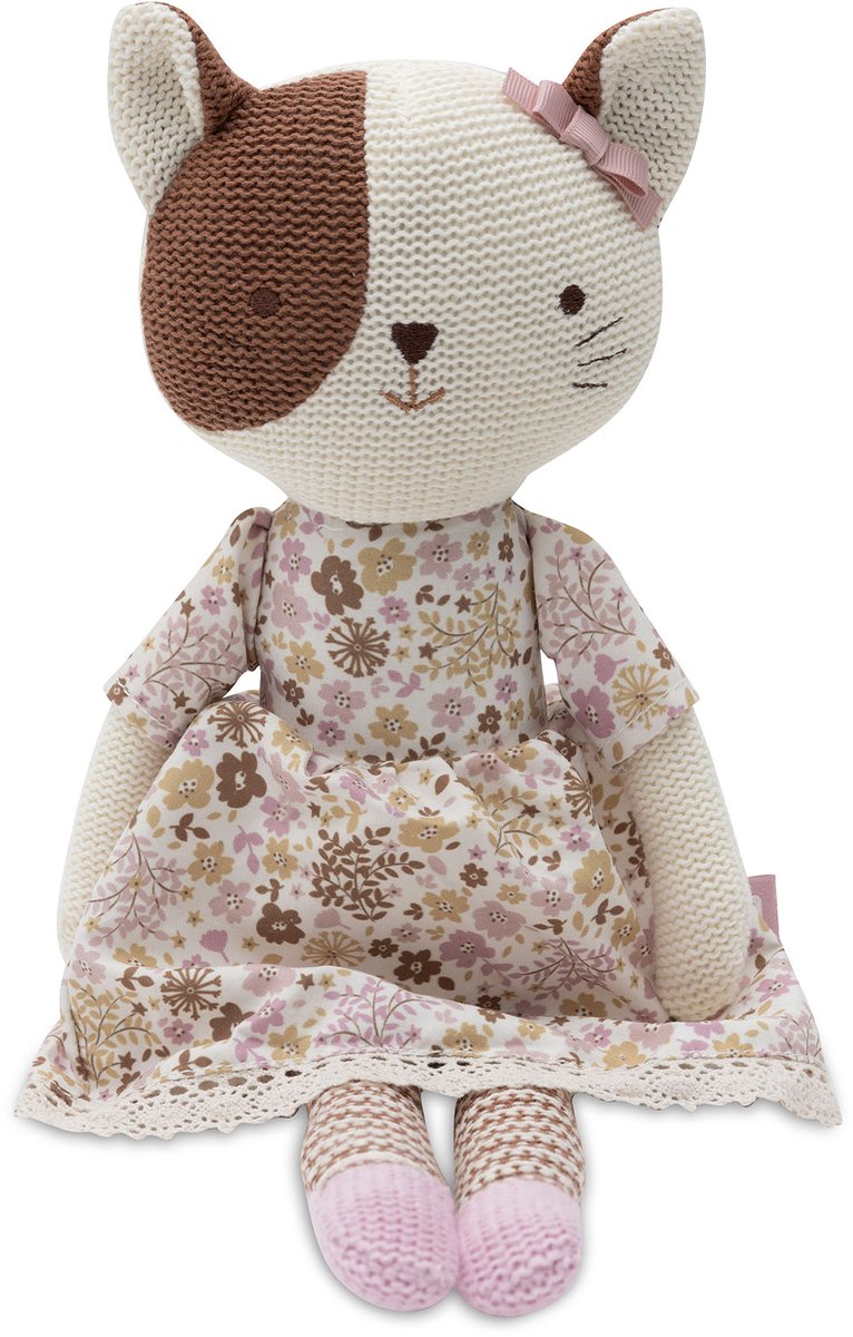 Jollein peluche chat - Jill - tricoté - poupée câline