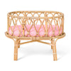 Berceau de poupée en rotin avec matelas rose