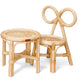 Chaise et table de poupée en rotin.