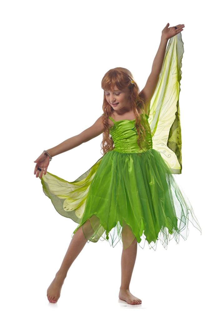 Robe avec ailes m: vert fée. 3+