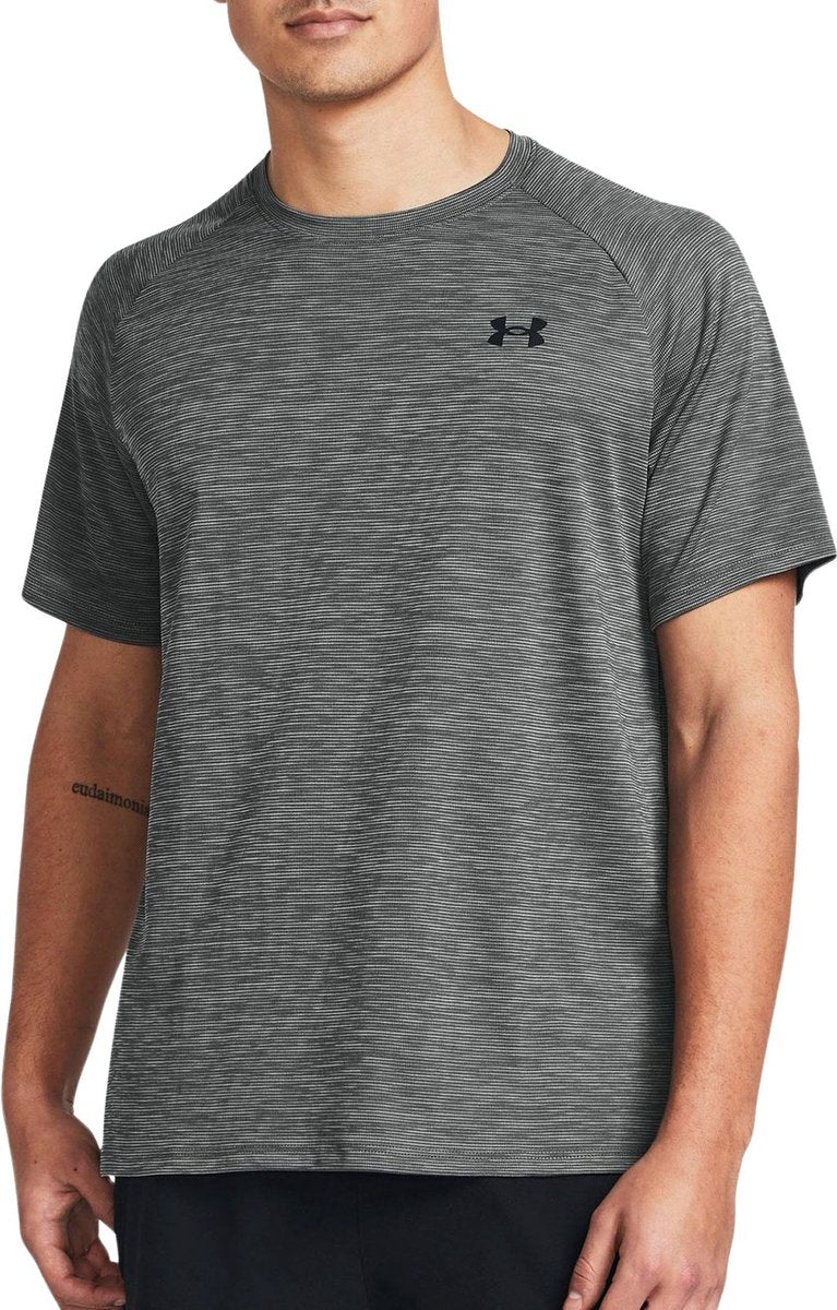 Chemise de sport Under Armour UA Tech Texture Red SS pour Homme - Gris - Noir