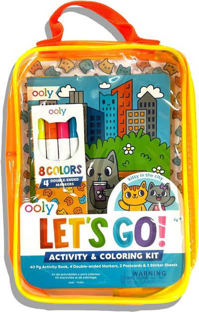 Ooly - allons-y ! kit de coloriage d'activités - minou en ville