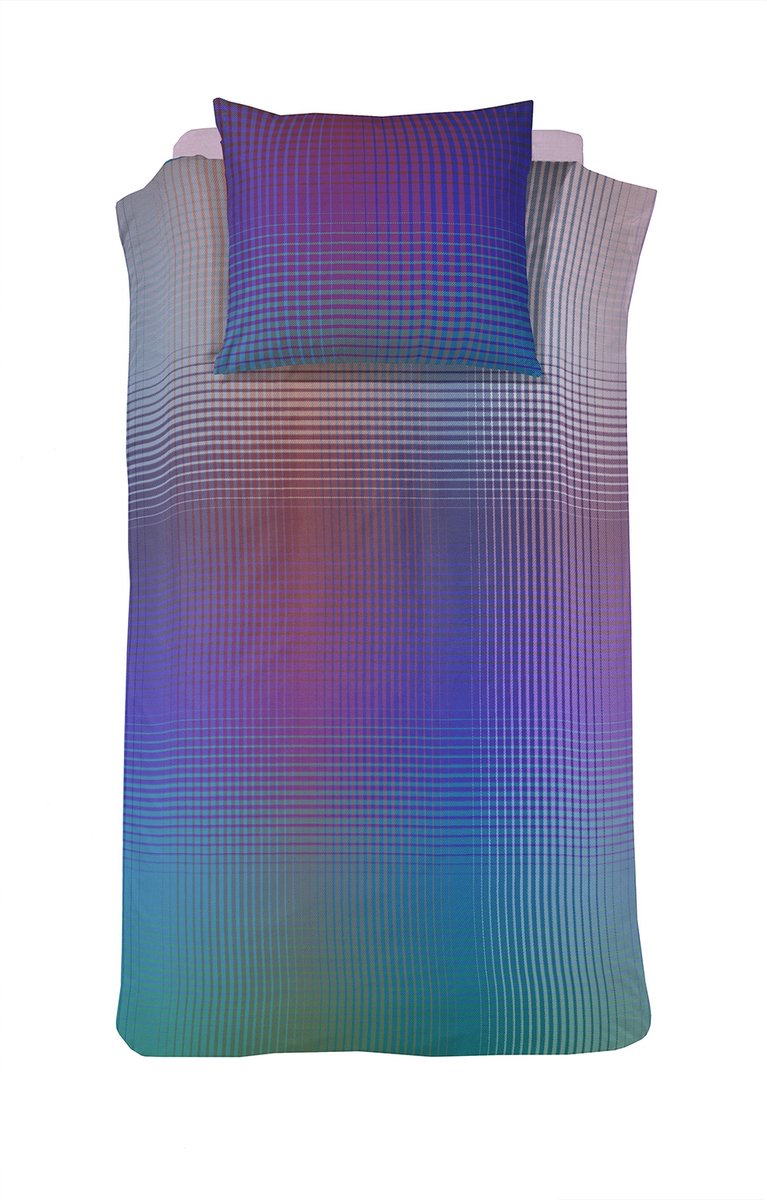 Housse de couette Damai arc-en-ciel - satin - 140x200 220 cm - violet + 1 taie d'oreiller 60x70