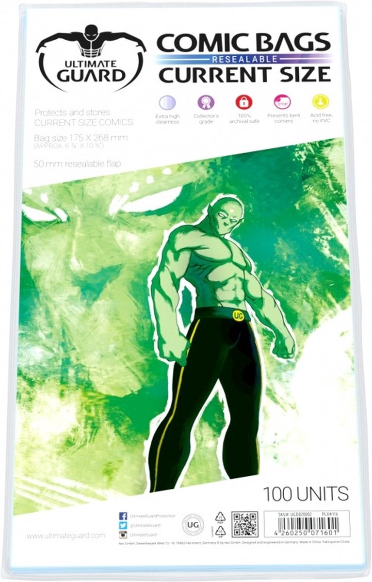 Sacs de bandes dessinées Ultimate Guard refermables (100) - taille actuelle