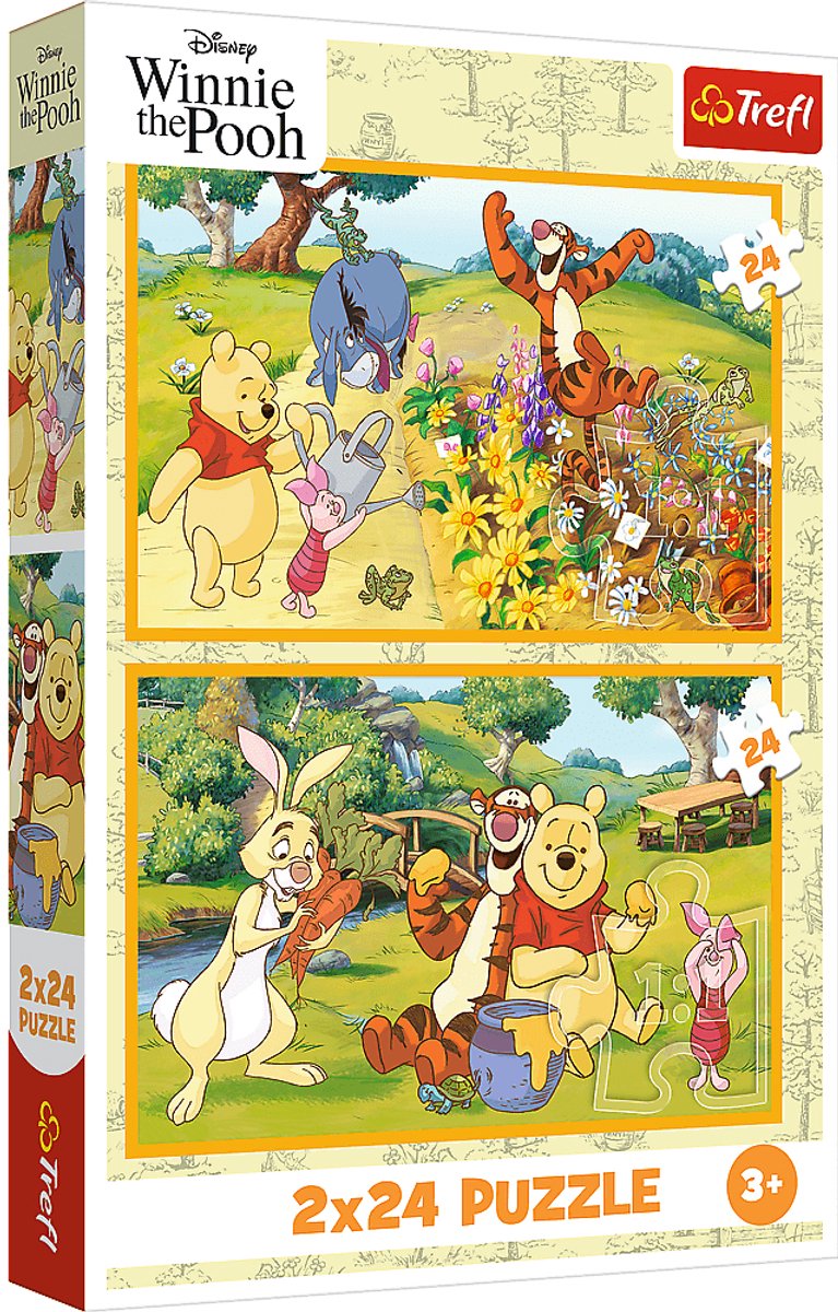 Puzzle Trefl Disney Winnie l'ourson - 2x24 pièces - aventure dans le jardin.