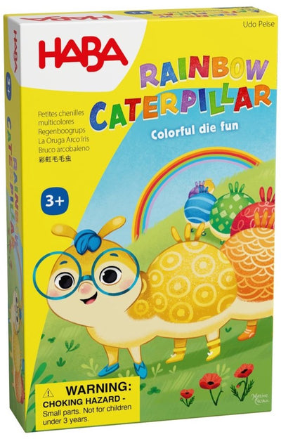 Jeu de chenille arc-en-ciel Haba - jeu d'enfants coloré pour s'amuser.
