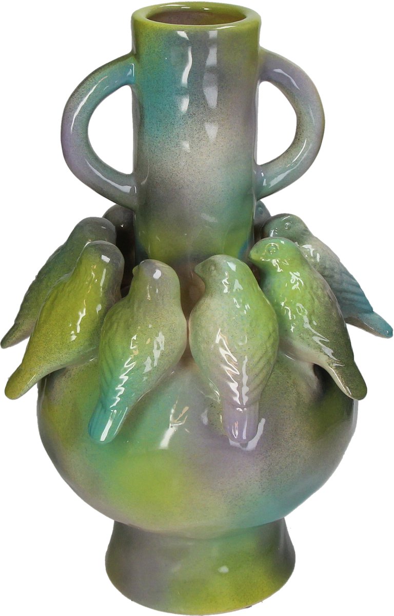 Vase collection Hd oiseaux grès multi 22,5x22,5x35,3cm