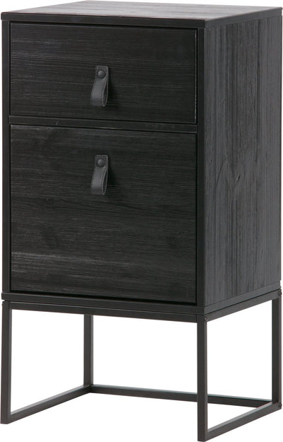 Table de chevet Woood Zola avec table de chevet. tiroir et porte - pin - noir - 74x40x35