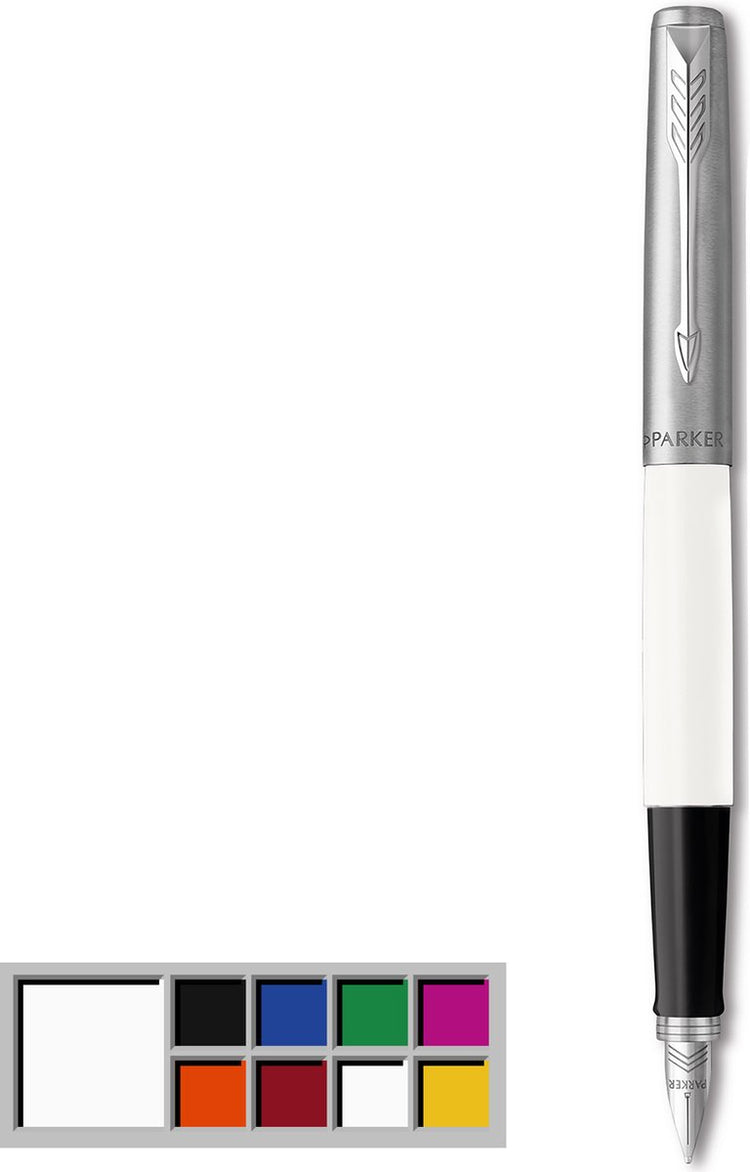 Stylo plume Parker Jotter Originals | finition blanche classique | plume moyenne | encre bleue