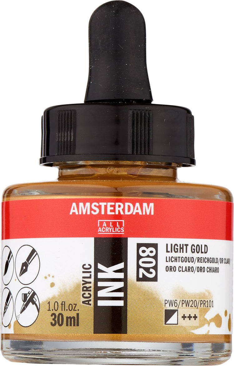 Amsterdam tous acryliques amsterdam • bouteille d'encre acrylique 30 ml or clair 802