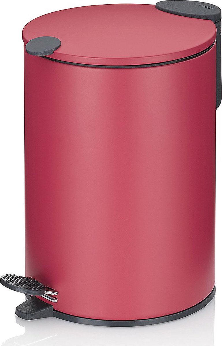 Kela poubelle à pédale, 3 l, rouge pastel - | mat