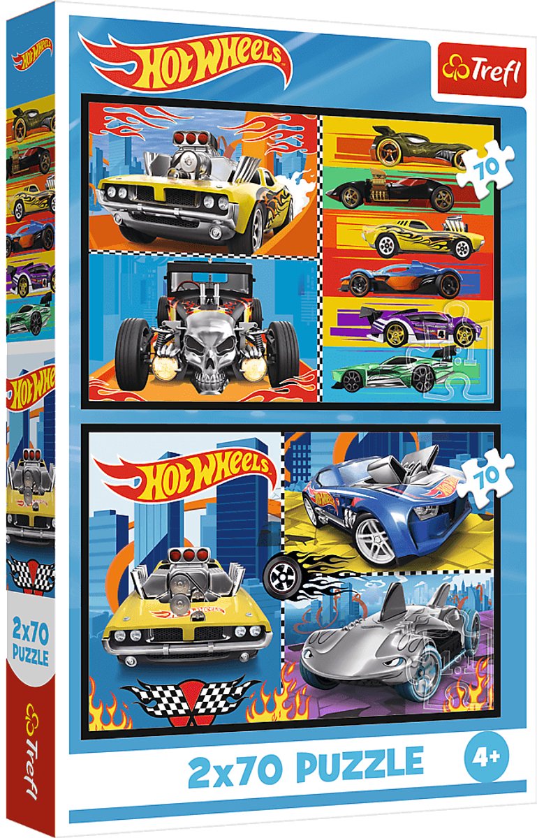 Trefl 2x70, petites voitures, hotwheels fsc mix 70%, 70 pièce(s), véhicules, 4 ans