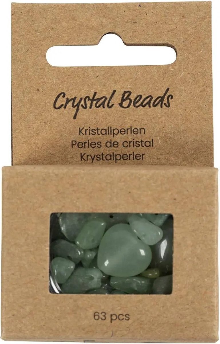 Perles de cristal Creativ Company, aventurine, d 7-12 mm, diamètre du trou 1 mm, env. 63 pièces, vert, 63 pièces 1 boîte