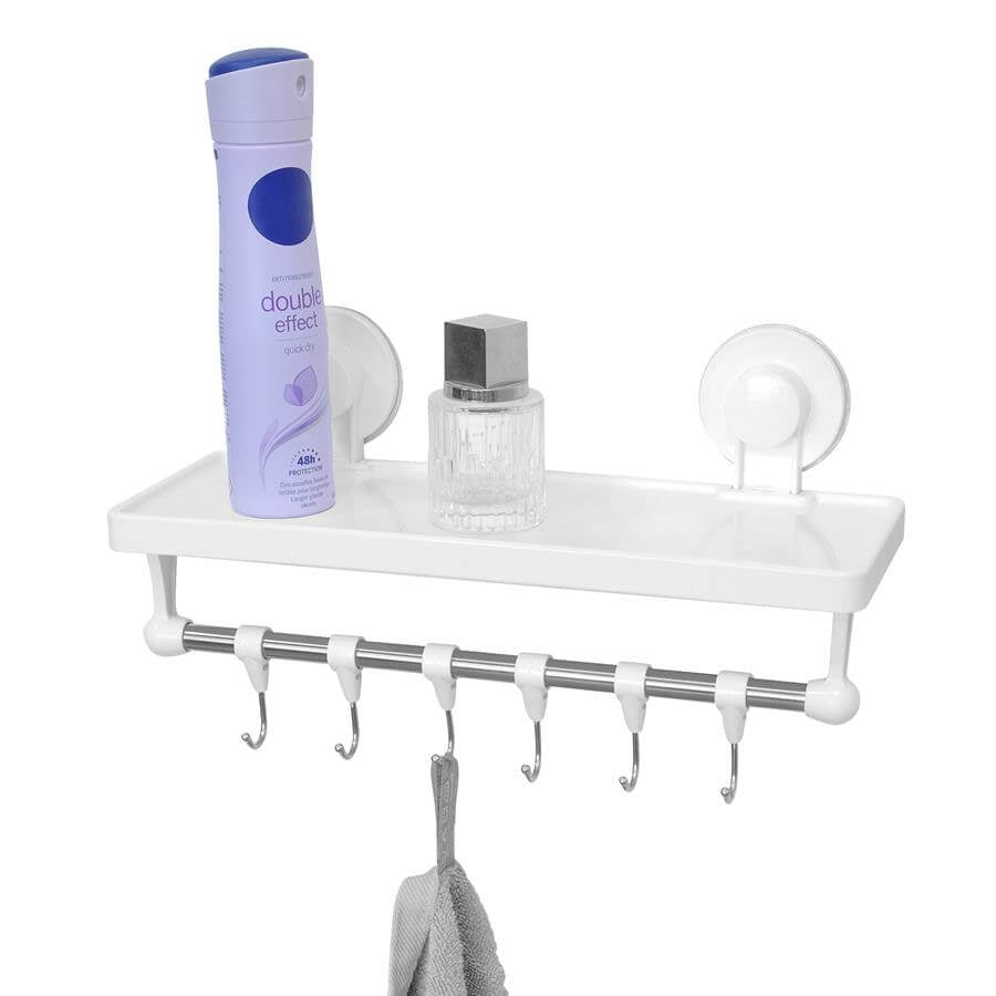 Etagère de rangement pour salle de bain Estanto avec ventouses - peut être montée sans perçage