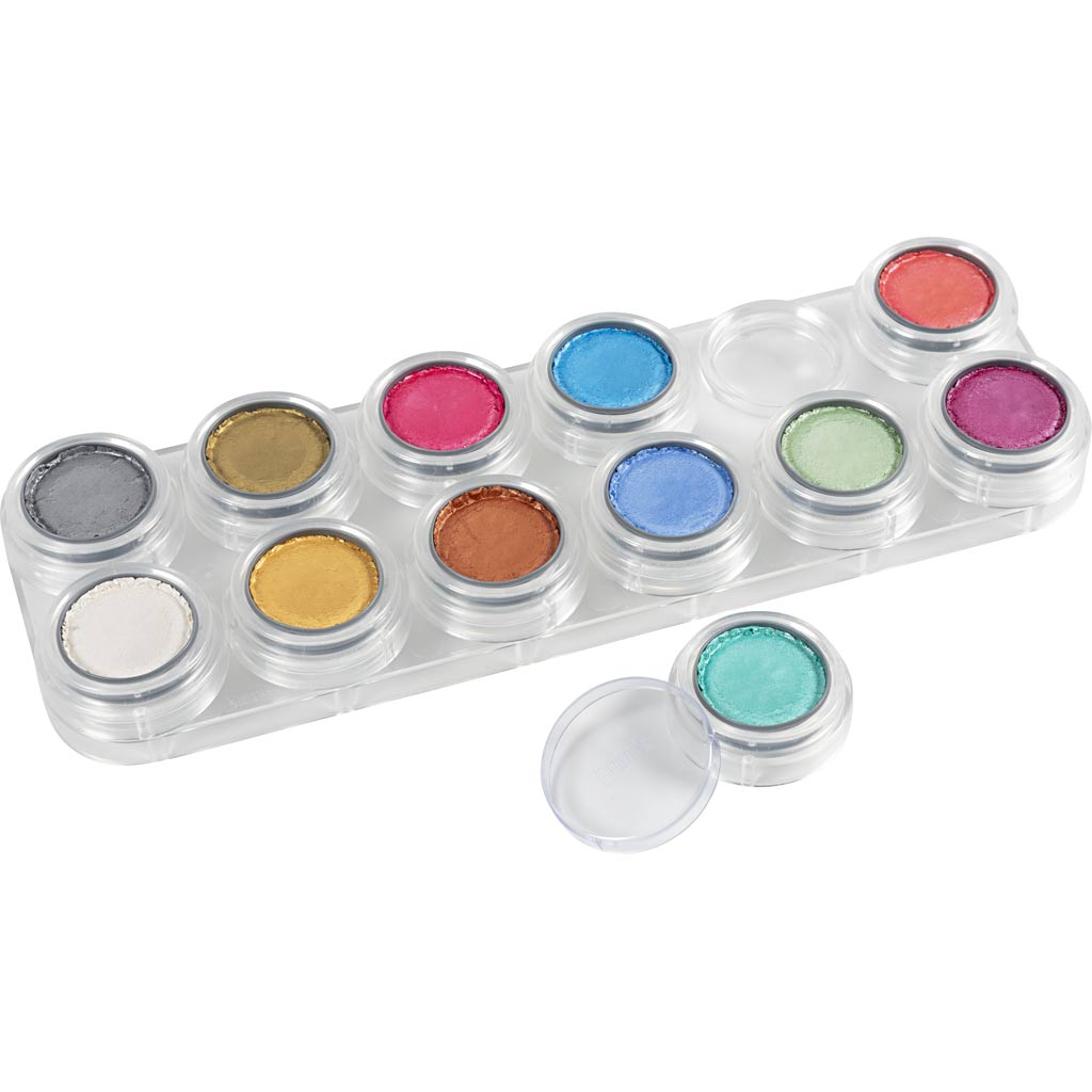 Grimas Face Paint - Palette de peinture pour le visage, couleurs nacrées, 12x2,50 ml 1 pièce