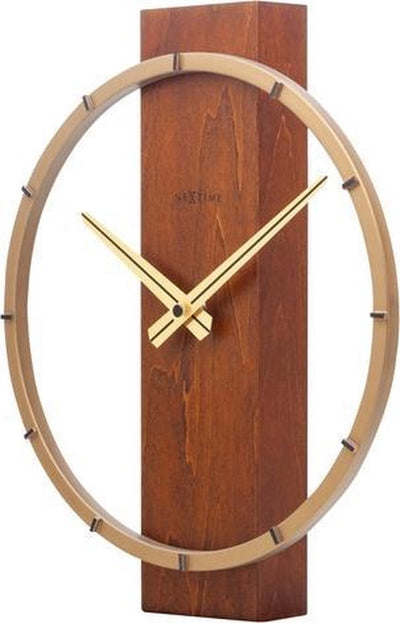 Nexttime Carl small – horloge de table horloge murale – 34 × 27 cm – bois acier – marron