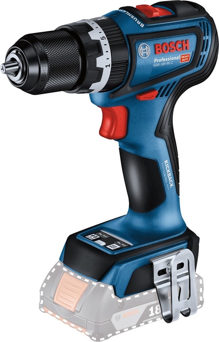 Bosch professional gsb 18v-90 c perceuse à percussion sans fil 18v corps de base en l-boxx - 06019k6102
