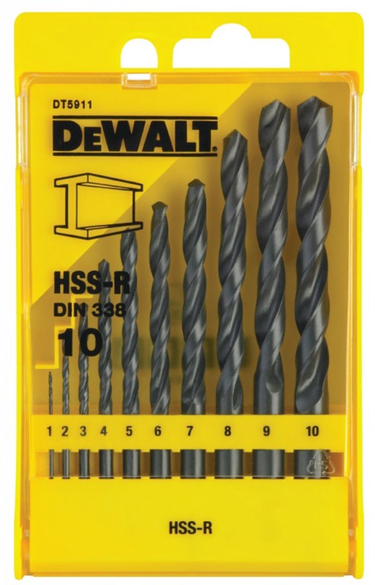 Dewalt DT5911 Jeu de 10 forets à métaux HSS-R dans une cassette