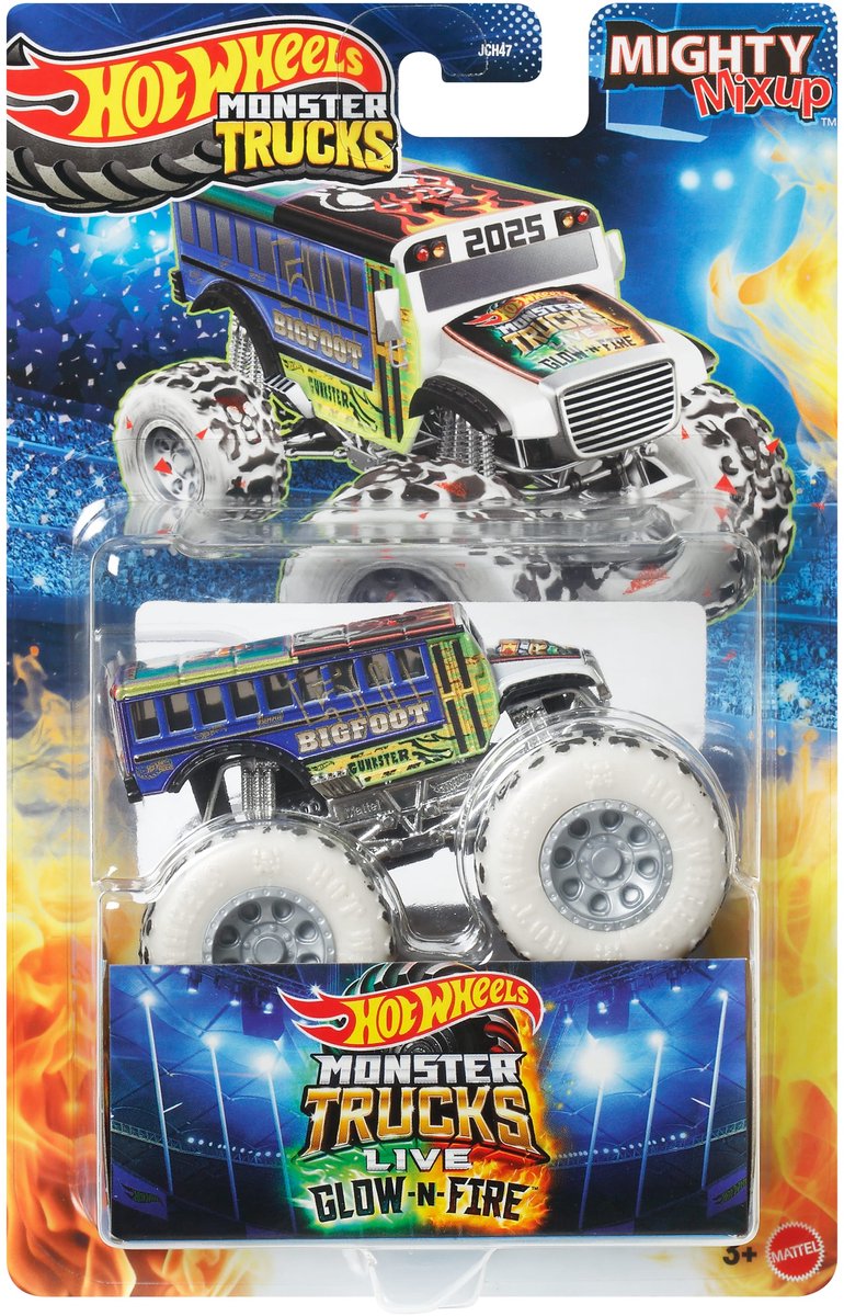 Hotwheels monster trucks jch47, monster truck, 3 ans, plastique, métal, multicolore