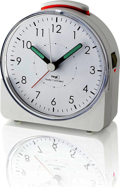 Tfa dostmann 60.1513.02 - réveil - analogique - affichage de l'heure radiocommandé - balayage silencieux - alarme - snooze - plastique - aiguilles lumineuses - éclairage de l'écran - blanc