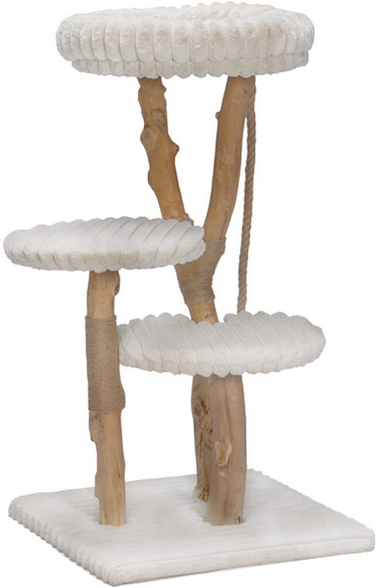 Conçu par lotte raja - griffoir - bois - crème - 60x60x114 cm
