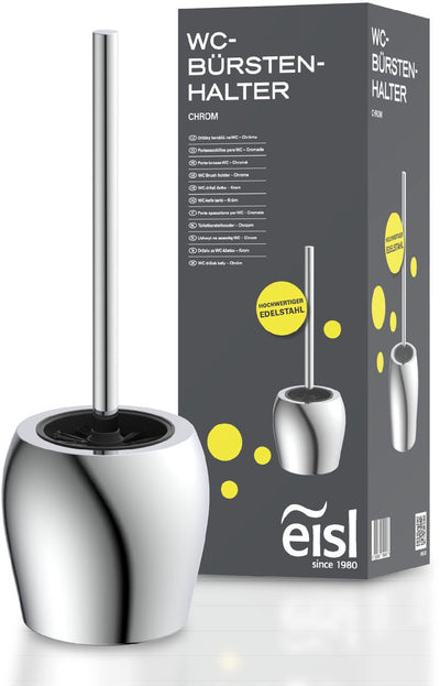 Porte-brosse de toilette Eisl - chrome - brosse de toilette de salle de bain - brosse de toilette sur pied avec support et récipient intérieur - brosse de toilette