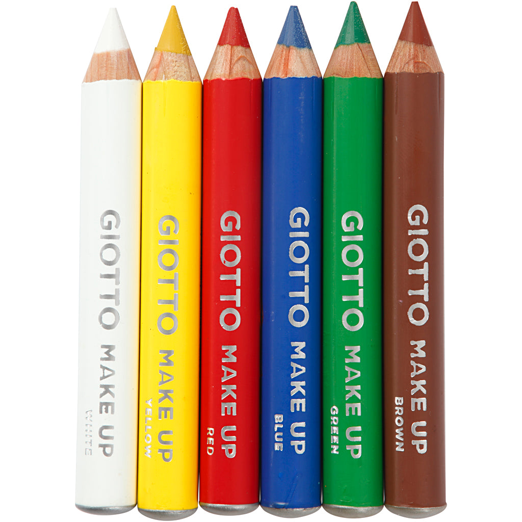 Crayons de maquillage Giotto, l : 9 cm, couleurs standards, 6 pièces, 1 boîte