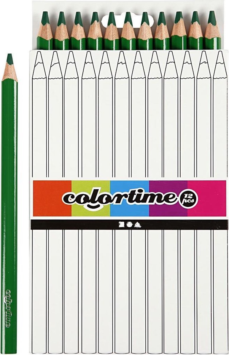Crayons de couleur jumbo triangulaires - vert, 12e.