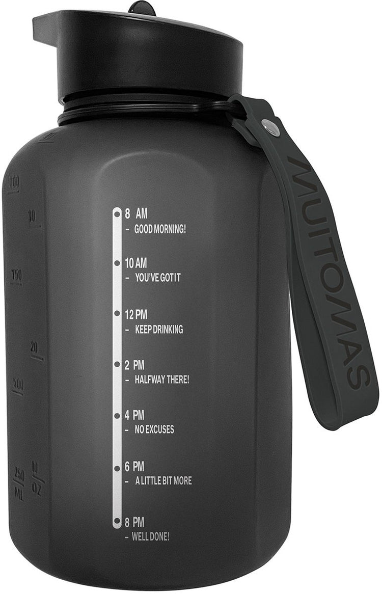 Gourde de sport Muitomas - grande contenance - 1200 ml - bec verseur en silicone - poignée intégrée - noir