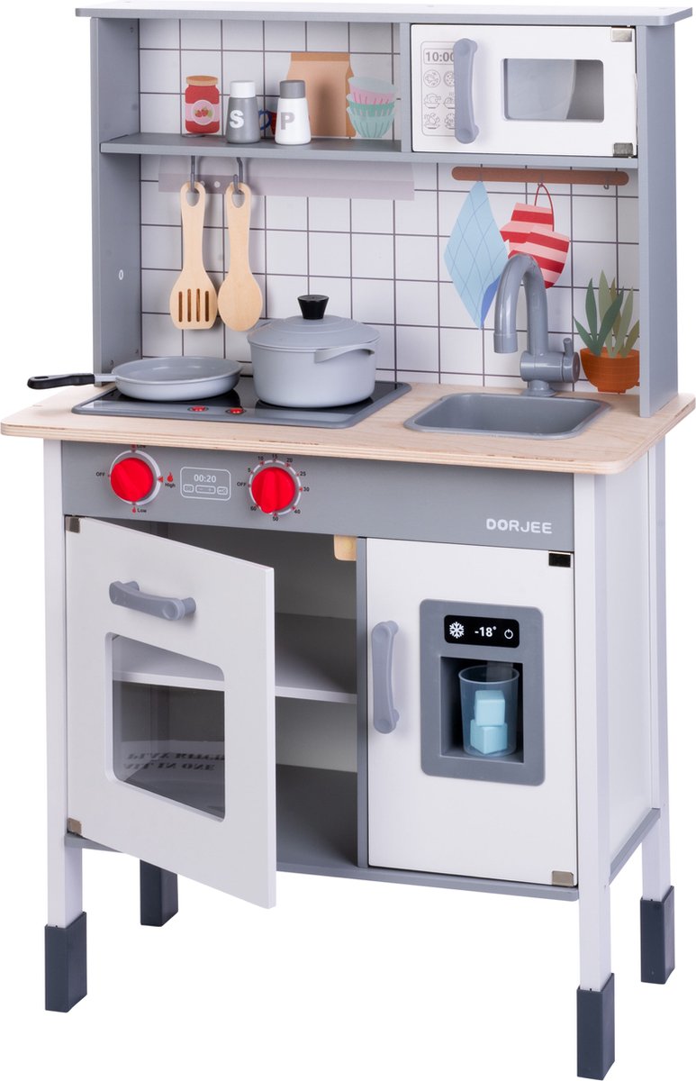 Cuisine Dorjee en bois de jeu, y compris les accessoires blancs