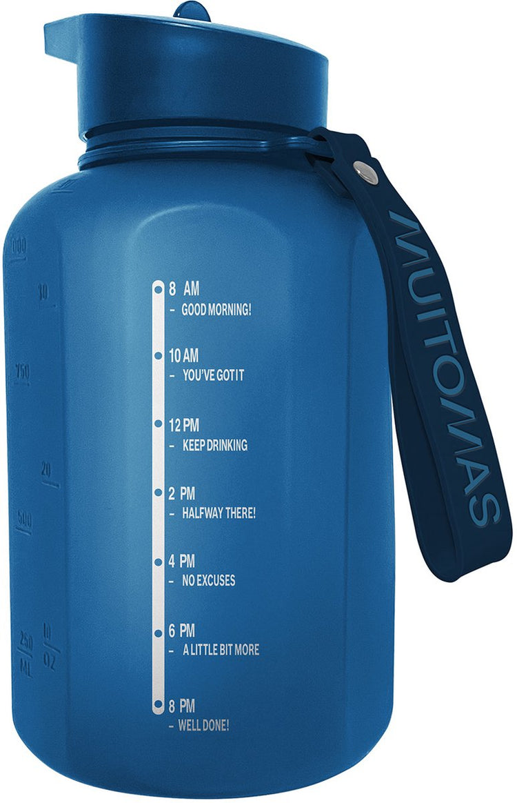 Gourde de sport Muitomas - grande contenance - 1200 ml - bec en silicone - poignée intégrée - bleue
