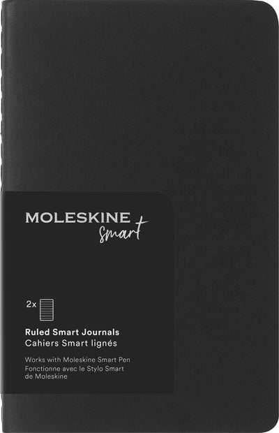 Carnet Moleskine - collection intelligente - carnet - pochette - couverture souple - ligné - noir (lot de 2)