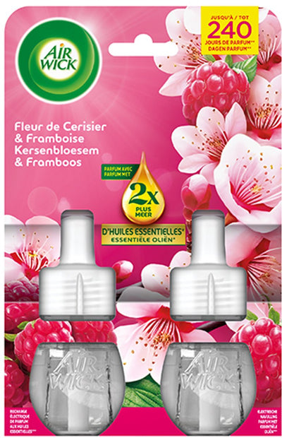 Désodorisant électrique Air wick fleur de cerisier framboise - recharge duo 2x19ml