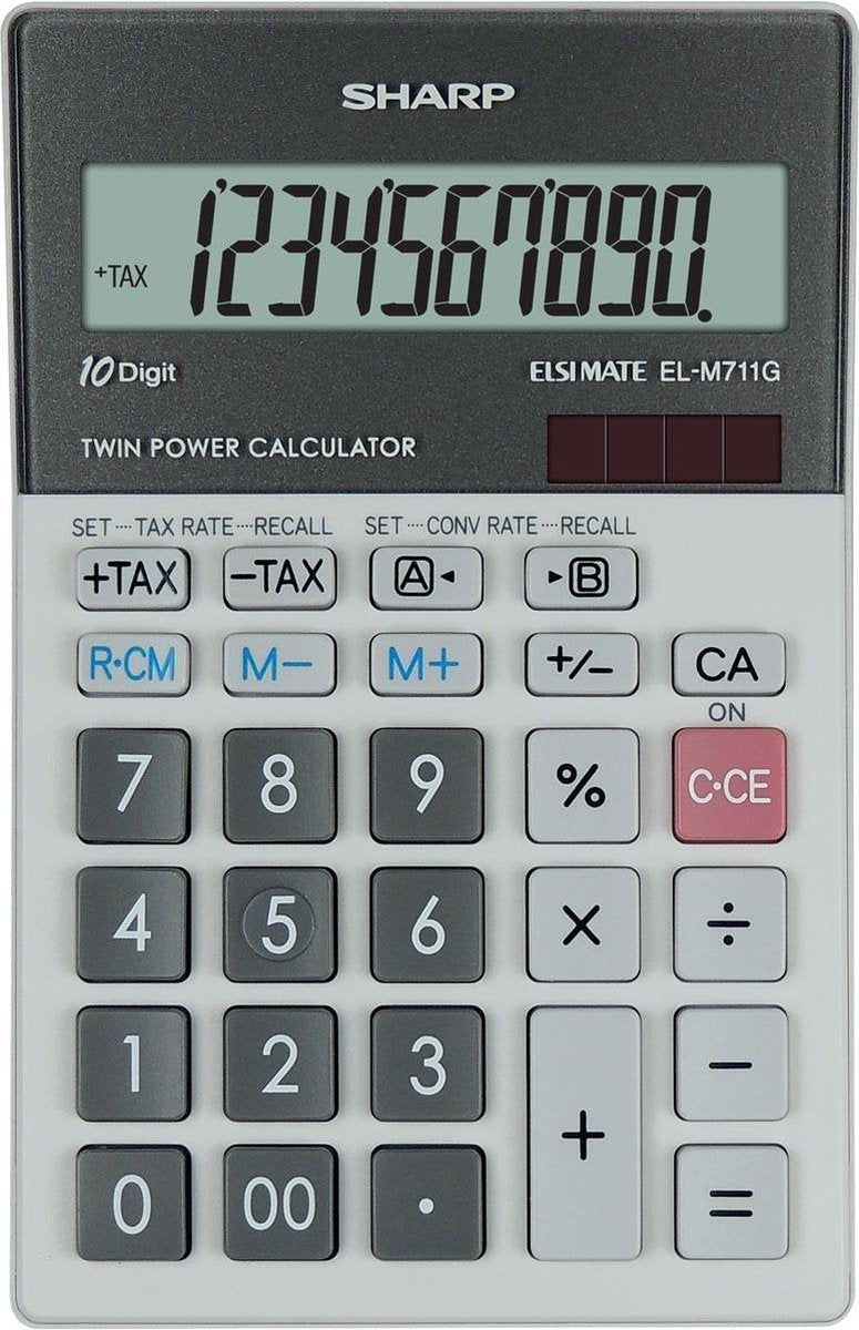 Calculatrice Sharp - elm711ggy - grise - 10 chiffres - 1x pile LR44 - sh-elm711ggy