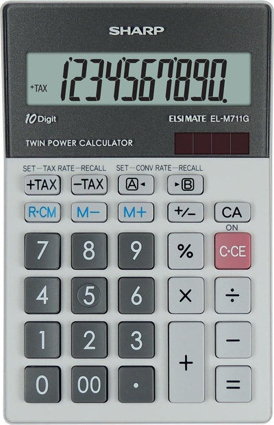 Calculatrice Sharp - elm711ggy - grise - 10 chiffres - 1x pile LR44 - sh-elm711ggy