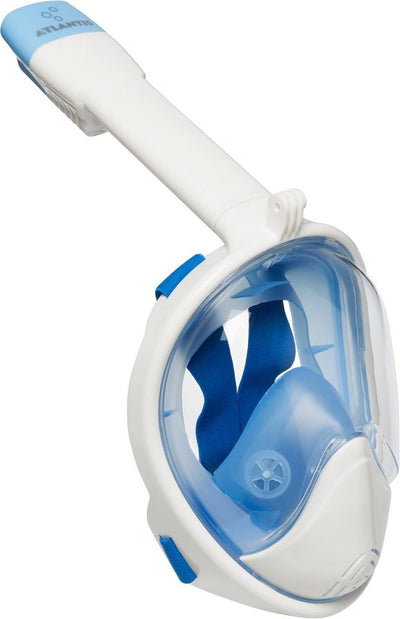 Masque de plongée Atlantis 2.0 - lunettes de plongée - tuba - ensemble de tuba - masque complet - adultes - blanc bleu - L XL