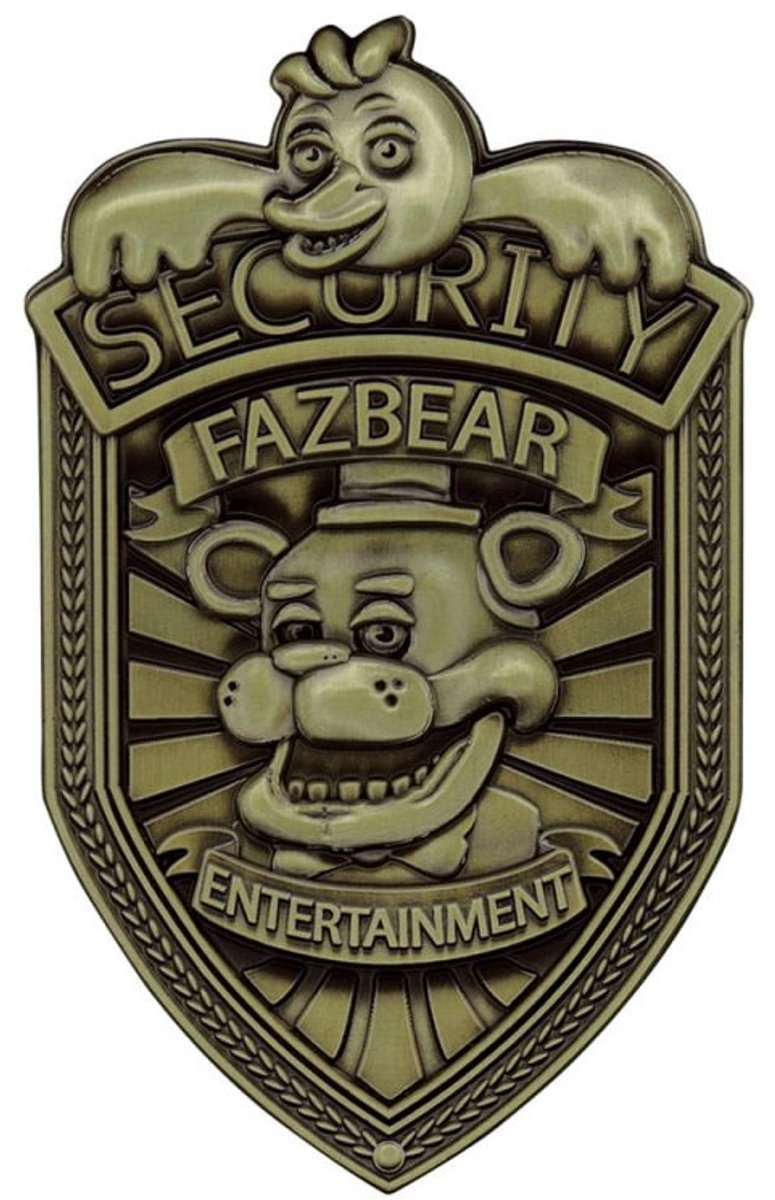 Fanattik cinq nuits chez Freddy's réplique badge de sécurité édition laiton antique réplique : 1 1