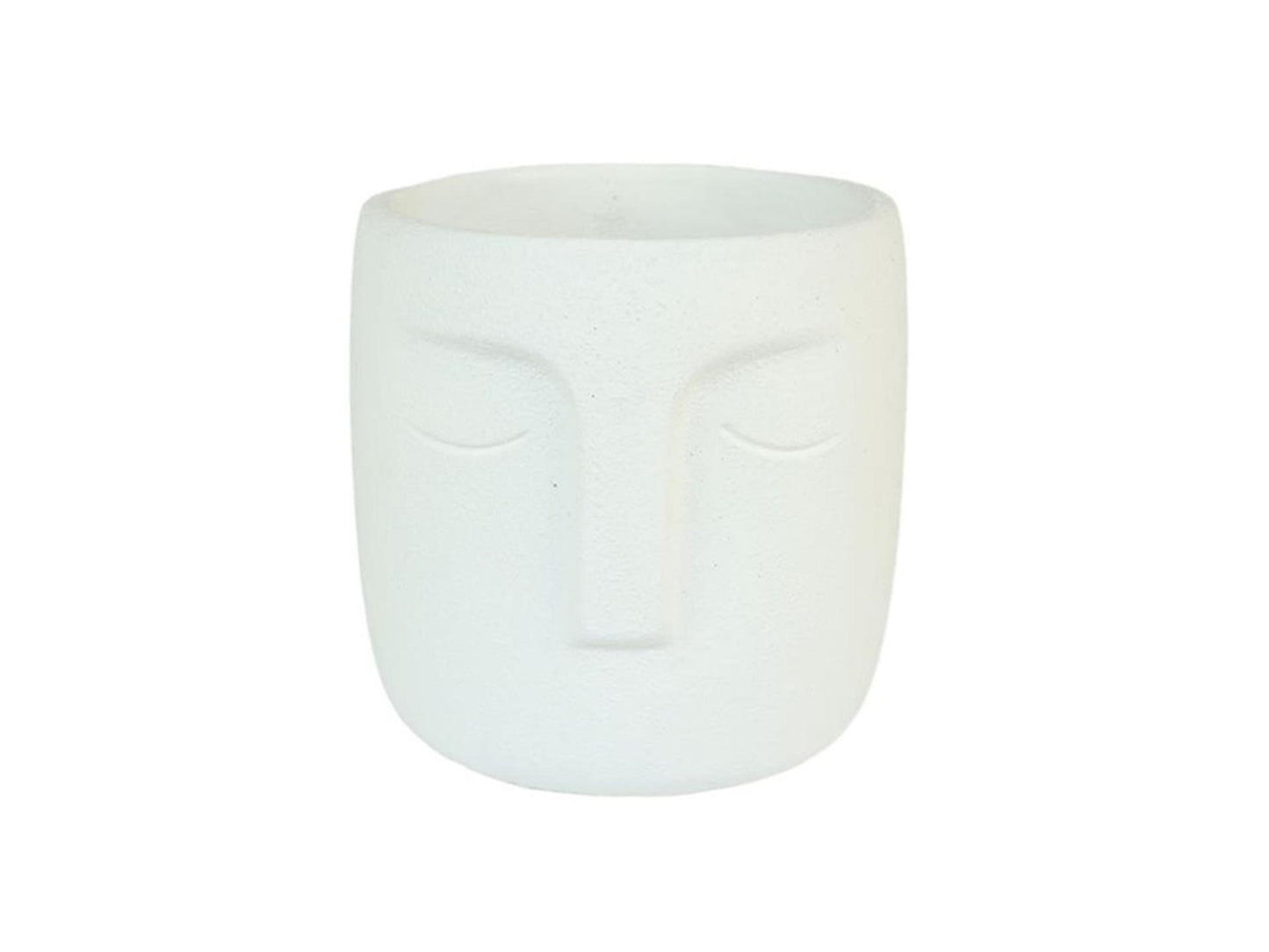 HBx pot de fleur naturel vivant dongo avec visage h14,8cm blanc